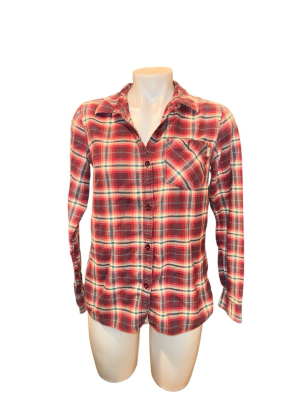Women's Burton Red Plaid Button Down Shirt S